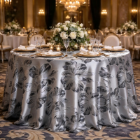 Nappe de table en jacquard métallique à grandes fleurs de qualité supérieure, nappe brillante pour mariage, banquet, fête, événement, vente en gros