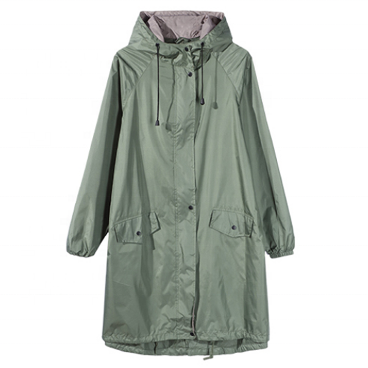 OEM производитель женских длинных облегающих дождевиков с капюшоном
