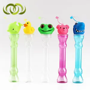 Wholesale 350ml 500ml Creative Cartoon Animal Novelty Plastic Drinking Juice Slush Yard Bottle With Straws For Kids