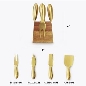 Từ Keo Gỗ Hiện Đại Pho Mát Dao Chủ Khối Với 4 Đồ Dùng Phần Còn lại Nhỏ Thép Không Gỉ Dao Và Ngã Ba Biểu Tượng Tùy Chỉnh - Product Image 2