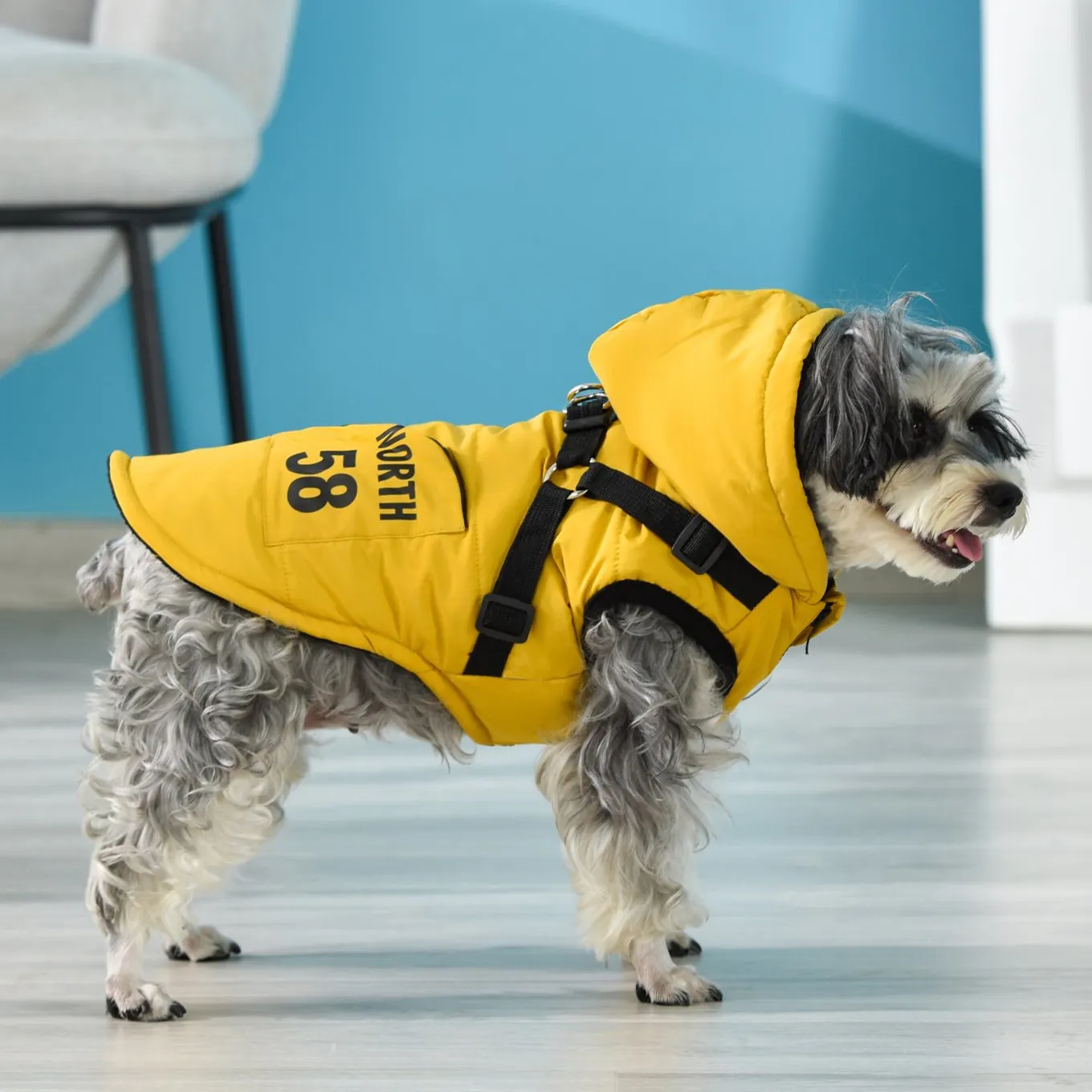 Лидер продаж на Amazon, ветрозащитная толстовка с капюшоном, зимняя Роскошная Одежда для домашних животных, регулируемая флисовая куртка с подвязками для собак