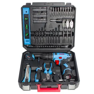 FIXTEC Cordless Drill Wireless Combo Kit 60pcs Accessories Battery Drilling Machine with Case