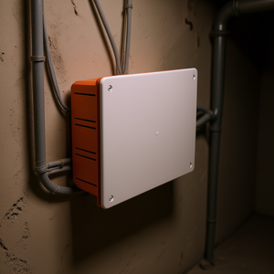Flush-mounted Junction Box 10x12 <b>White</b> With Orange Side <b>Panel</b> For Electrical Connections - Product Image 3