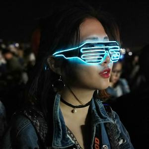 Niedrigen MOQ Heiße Verkäufe El Draht Neue Design Glow In The Dark Neon El Draht Led Light Up Shutter Brille - Product Image 5