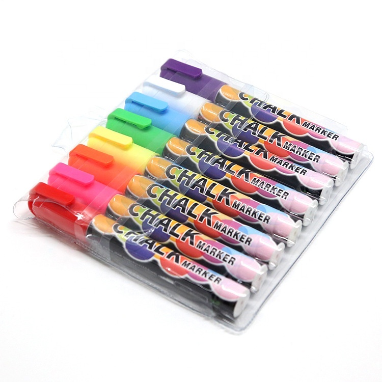 Premium 8 colors Dry Erase 6mm Liquid Chalk Marker with Dual reversible tip for LED Writing Board Glass and Window
