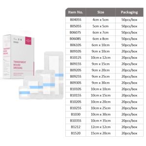 Pansement médical à film transparent avec tampon Bandages adhésifs imperméables Film barrière de couverture de plaie chirurgicale - Product Image 3