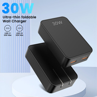 Schitec Private Design US Plug Pliable 30W Chargeur double usb c charge rapide gan chargeur 30w max pour ipad, iphone et sumsung