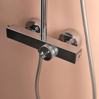 Haut de gamme luxe exposés mural chrome pluie salle de bain thermostatique ensemble de douche