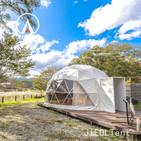 Dôme de glamping géodésique de luxe 7m/6m/8m/9m avec salle de bain, couverture en PVC imperméable quatre saisons, deux chambres