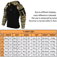 Chemises d'extérieur, t-shirt de chasse camouflage, chemise tactique à capuche pour hommes, vêtements de chasse en coton, résistant à l'usure pour hommes