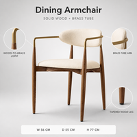 Fauteuil de salle à manger moderne et minimaliste avec revêtement en lin capitonné inclinable - Personnalisable pour la maison et l'hôtellerie