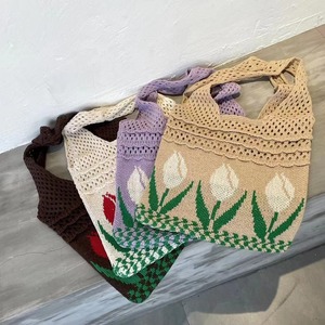 <span class=keywords><strong>Bolso</strong></span> de compras de punto de playa de ganchillo <span class=keywords><strong>Hippie</strong></span> estético Flor de tulipán de estilo bohemio Vintage para mujeres y niñas - Product Image 6