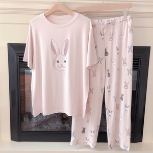 <span class=keywords><strong>Pigiama</strong></span> estivo con stampa di <span class=keywords><strong>gatto</strong></span> o coniglio stile giapponese pantaloni lunghi a maniche corte da <span class=keywords><strong>donna</strong></span> con <span class=keywords><strong>pigiama</strong></span> Casual in cotone modale - Product Image 2