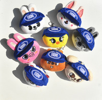 Porte-clés en peluche figurine animalière anthropomorphe mignonne avec chapeau, pendentif breloque mini figurine de collection, cadeau pour jeunes