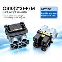 Prise de batterie QS10 (2*2) 360A 800V DC anti-étincelles en cuivre plaqué or PA66 UL94 V0 pour vélo électrique YOUWEI
