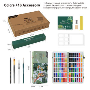 Juego de pintura de acuarela metálica con purpurina sólida de 168 colores de Giorgione con caja de lata y regalos gratis para pintura de acuarela - Product Image 3