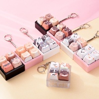 Porte-clés anti-stress pour testeur de touches de clavier mécanique, motif chien et chat mignons, jouet sensoriel à presser au bout des doigts
