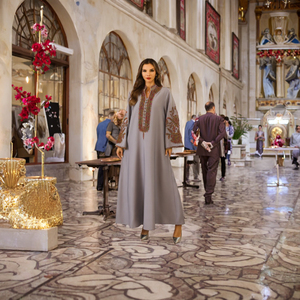 Nouvelle robe pull musulmane élégante pour femmes, robe longue en polyester antistatique, abaya, printemps, été, automne, Eid, longueur cheville - Product Image 3