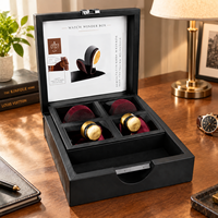 Boîte de rangement en bois noir pour capsules de café chaud, idéale pour l'emballage cadeau et la présentation