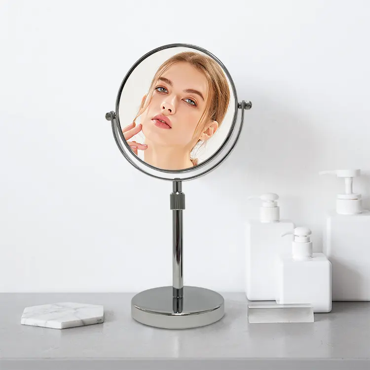 360 Graden Make-Up Staand Vergroot X20 Hotel Badkamer Metalen Cosmetische Spiegel Dubbelzijdige Staande Tafelspiegels