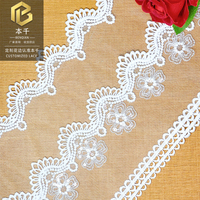 LEIXUSI 20cm Bordure en dentelle à fleurs 3D avec sequins, bordure brodée en maille blanche pour robe de mariée, robe de soirée pour enfants, décoration