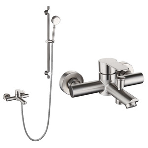 Ensemble de douche en acier inoxydable 304 avec pommeau pluie, mitigeur monocommande encastré chaud/froid, avec tuyau et - Product Image 2