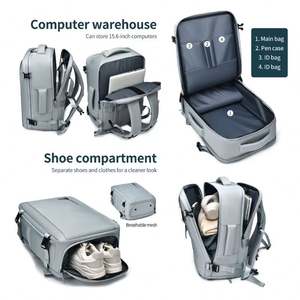 Mochila Ligera Unisex para Portátil con Compartimento para Zapatos, Gran Capacidad, Material de PU Impermeable, Cierre de Cremallera para la Escuela y Viajes - Product Image 3
