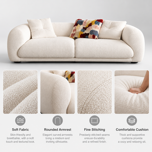 Sofá Moderno VB de Tela Texturizada Curvada con Estructura de Madera Sólida, Cojines de Espuma de Alta Densidad, Muebles Contemporáneos para Sala de Estar - Product Image 4