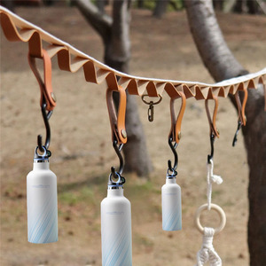 Ganchos de Cuero para Exteriores, Acero Inoxidable, Capacidad de Carga de 15 kg, Accesorios para Colgar en Campamentos, Forma de Calabaza, Color Negro y Marrón, Ganchos Desmontables - Product Image 1