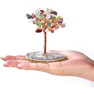 Albero di cristallo naturale ametista quarzo rosa acquamarina giada fortunato albero agata foglio di pietra minerale albero - Product Image 6