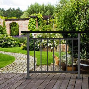 Kit de garde-corps de terrasse, 72 po de long x 36 po de haut, garde-corps en <span class=keywords><strong>métal</strong></span> noir avec finition sous revêtement en poudre connectable pour terrasses et cours plates - Product Image 3