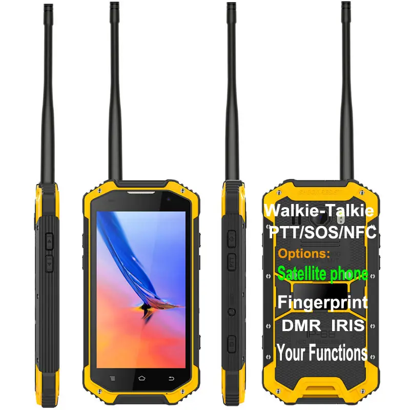 Günstigste Fabrik 4,7 Zoll NFC Walkie-Talkie PTT Robustes Telefon, wasserdichtes Telefon mit optionalem DMR-Finger abdruck Satelliten telefon