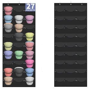 27-Pocket Over the Door Baseball <b>Hat</b> Rack Fitted <b>Hat</b> Organizer Storage for Closet or Wall Mount <b>Bag</b> for Wardrobe or Bathroom - Product Image 1