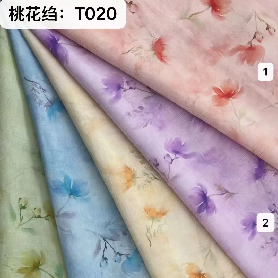 Beautiful Peony Print Crepe Rayon Modal Viscose Chiffon Fabric 84% Rayon 16% Nylon-for Sleepwear Costumes Accessories