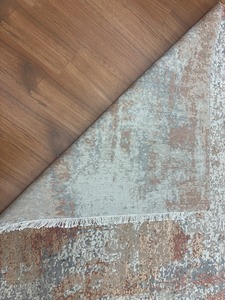 8x10 abstract distressed area <b>rug</b>, gray cream rust, modern vintage style - Product Image 2