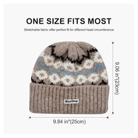 Bonnet d'hiver en jacquard avec logo, mélange de laine, tricot texturé élégant, bonnet souple unisexe à revers pour le ski