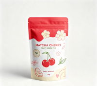 Sachet refermable personnalisé recyclable avec logo, pour poudre de matcha, emballage alimentaire, avec ligne de déchirement, taille personnalisée, faible MOQ, vente en gros