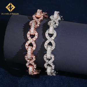 Pulsera de eslabones con diamantes de corte mixto en forma de 8 infinito, pavé completo, plata 925, joyería de moissanita, pulsera hip hop para hombre - Product Image 1