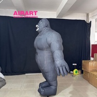 Costume de gorilles de simulation gonflable noir pour l'activité de performance, costume de singe gonflable de défilé