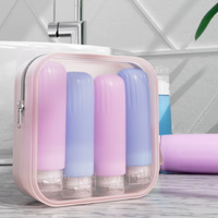 Sac de rangement transparent en silicone élégant, pochette de voyage pour la maison, organisateur de maquillage et de produits de toilette avec fermeture éclair pour l'aéroport, liquide cosmétique