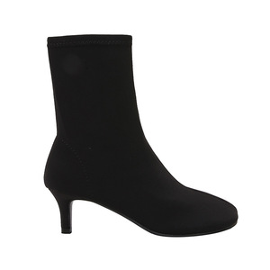 Botas de Moda para <span class=keywords><strong>Mujer</strong></span>, <span class=keywords><strong>Otoño</strong></span>, Nuevas, Negras, Punta Cuadrada, Tacón de Aguja Elástico, Botas Ajustadas, Botas Tipo Calcetín - Product Image 5
