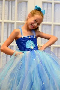 Commercio all'ingrosso Royal Blue Aqua turchese lavanda <span class=keywords><strong>principessa</strong></span> Tulle Ball Gown paillettes Sea Mermaid Tutu Dress For Girls - Product Image 2