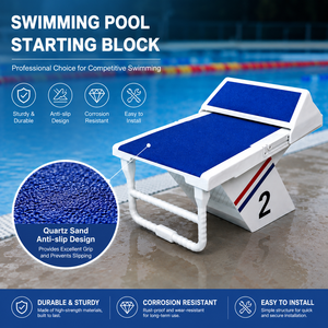 Bloque de salida profesional para <span class=keywords><strong>piscinas</strong></span> de competición con plataforma antideslizante de FRP con arena de cuarzo y base de acero inoxidable - Product Image 1