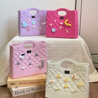 Penjualan laris tas ember tahan air tas tangan lucu desain Kartun tahan lama kasual Tote untuk wanita anak-anak bordir bunga