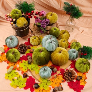 Gresorth 18pcs fait à la main en velours citrouille artificielle centre de table décoration pour la maison cuisine ferme Halloween