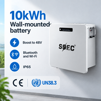 SOEC Magazyn Energii 10kWh 48V Boost Powerwall 3000W Supporte 8 Batteries LiFePO4 en Parallèle Bluetooth WiFi Stockage Domestique Empilable