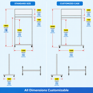 Présentoir à vêtements métallique robuste sur mesure en gros, support de suspension mobile pour vêtements avec en-tête personnalisable pour magasin de prêt-à-porter - Product Image 4
