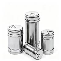 Catering Grade Stainless Steel Condiment Shaker 4 Position Switchable Lid Barbecue Stall Spice Powder Storage Canister