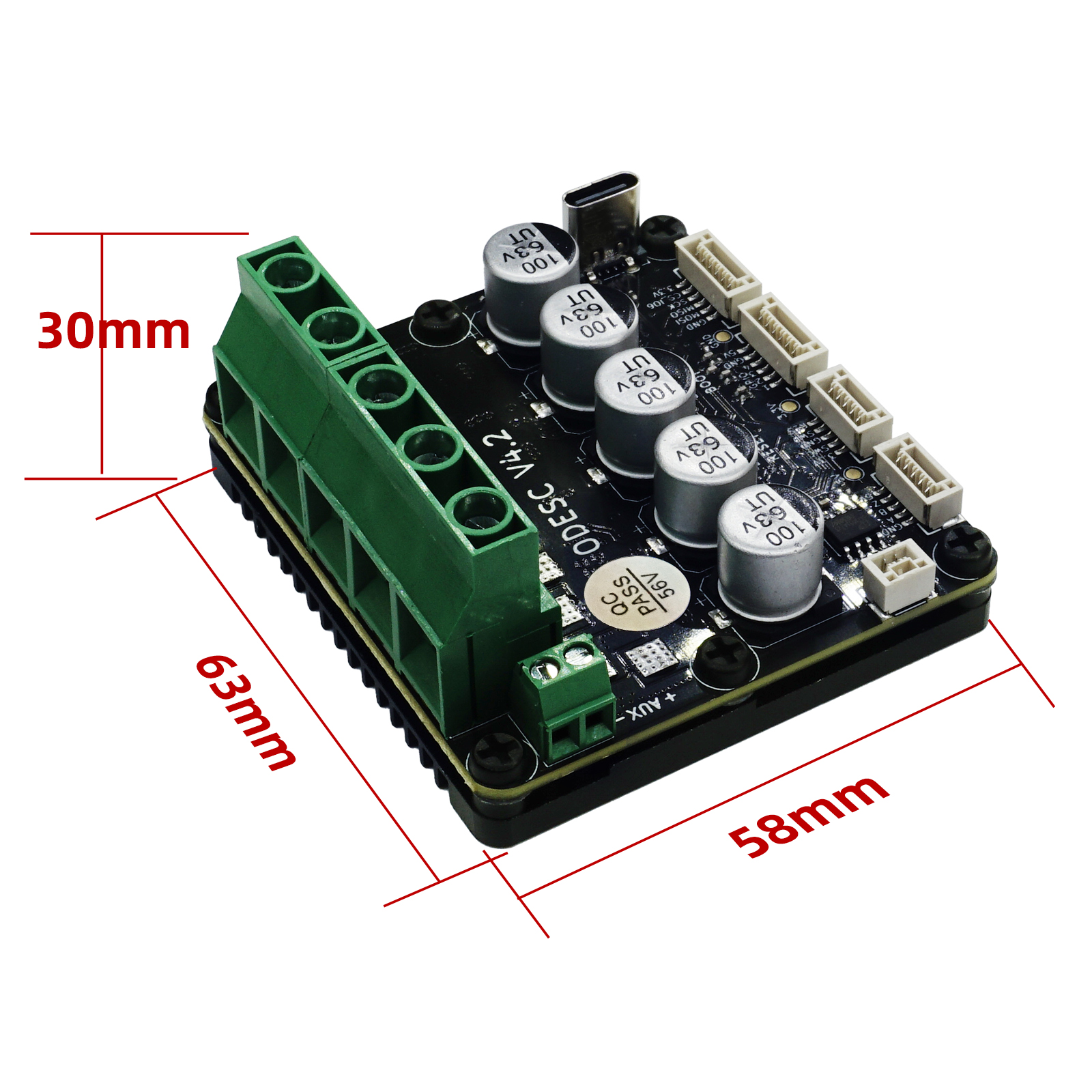 Odesc V4.2 Borstelloze Servomotorcontroller Met Enkele Aandrijving Op Basis Van Odrive3.6-Upgrade Compatibel Met Odrivetool, Foc, Bldc (8-56V)