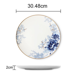 Western <b>Dinnerware</b> <b>Sets</b> Classic <b>Dinnerware</b> <b>Set</b> Plate Table Setting Ceramic Wholesale Luxury Wedding Round On-glazed Ukraine Blue - Product Image 5